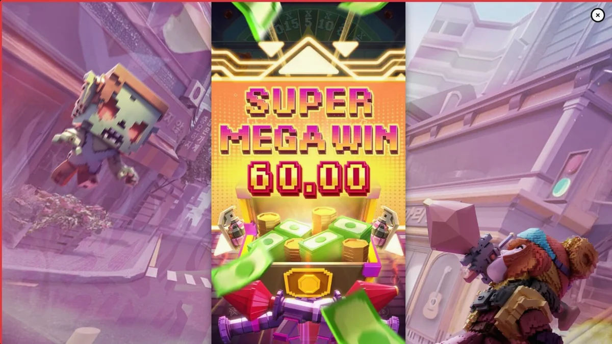 Interface do jogo de slot Zombie Blasters com temática de apocalipse zumbi e estética arcade.